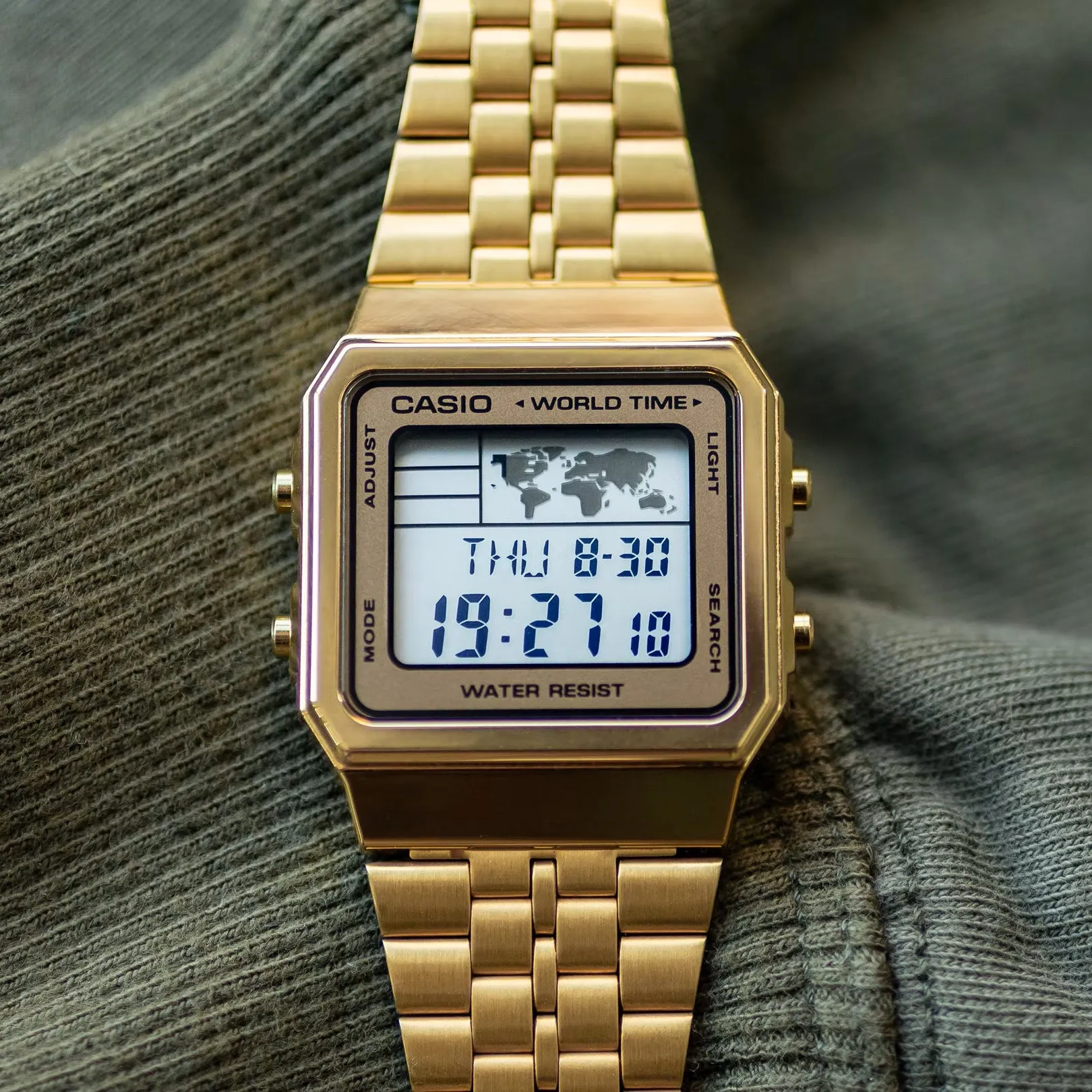 WW1901 Casio Vintage World Time Digital Golden Chain Watch A500WGA-9DF