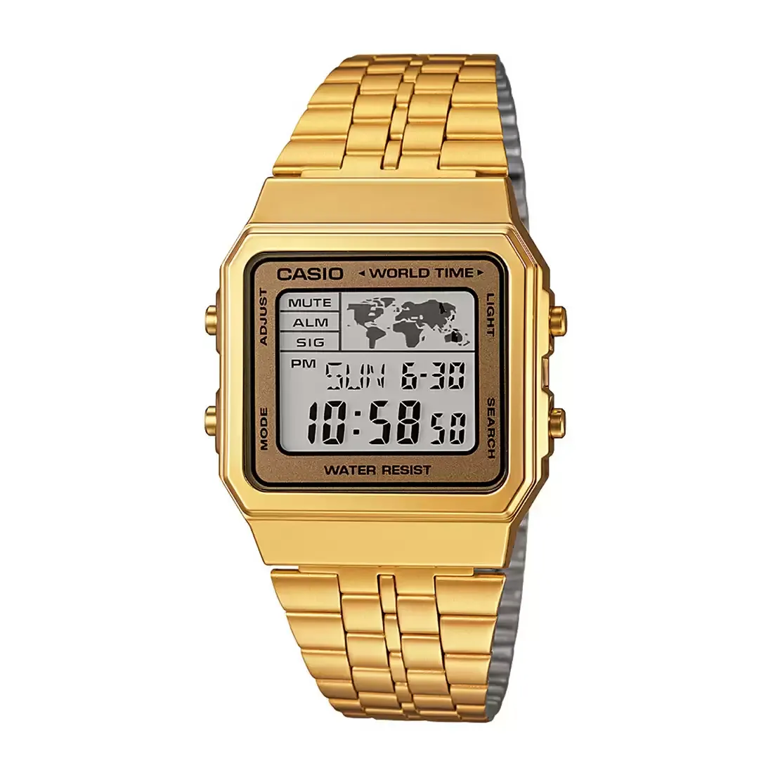 WW1901 Casio Vintage World Time Digital Golden Chain Watch A500WGA-9DF