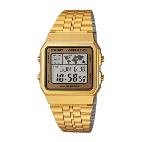 WW1901 Casio Vintage World Time Digital Golden Chain Watch A500WGA-9DF