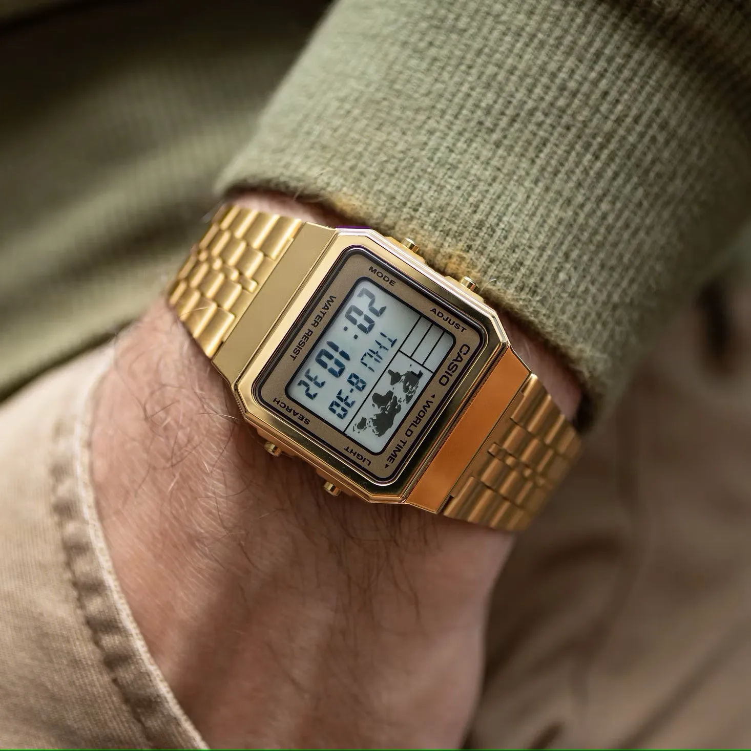 WW1901 Casio Vintage World Time Digital Golden Chain Watch A500WGA-9DF