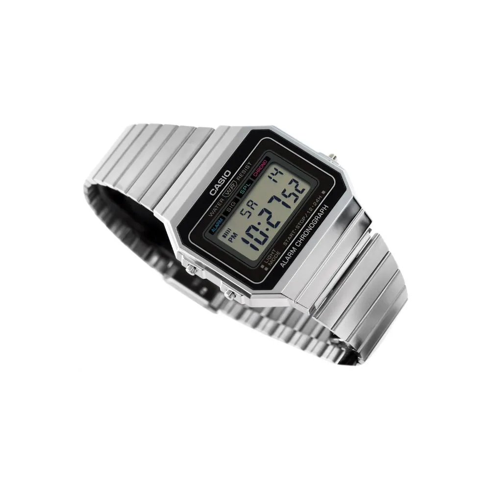 WW1939 Casio Vintage Super Slim Digital Silver Chain Watch A700W-1ADF