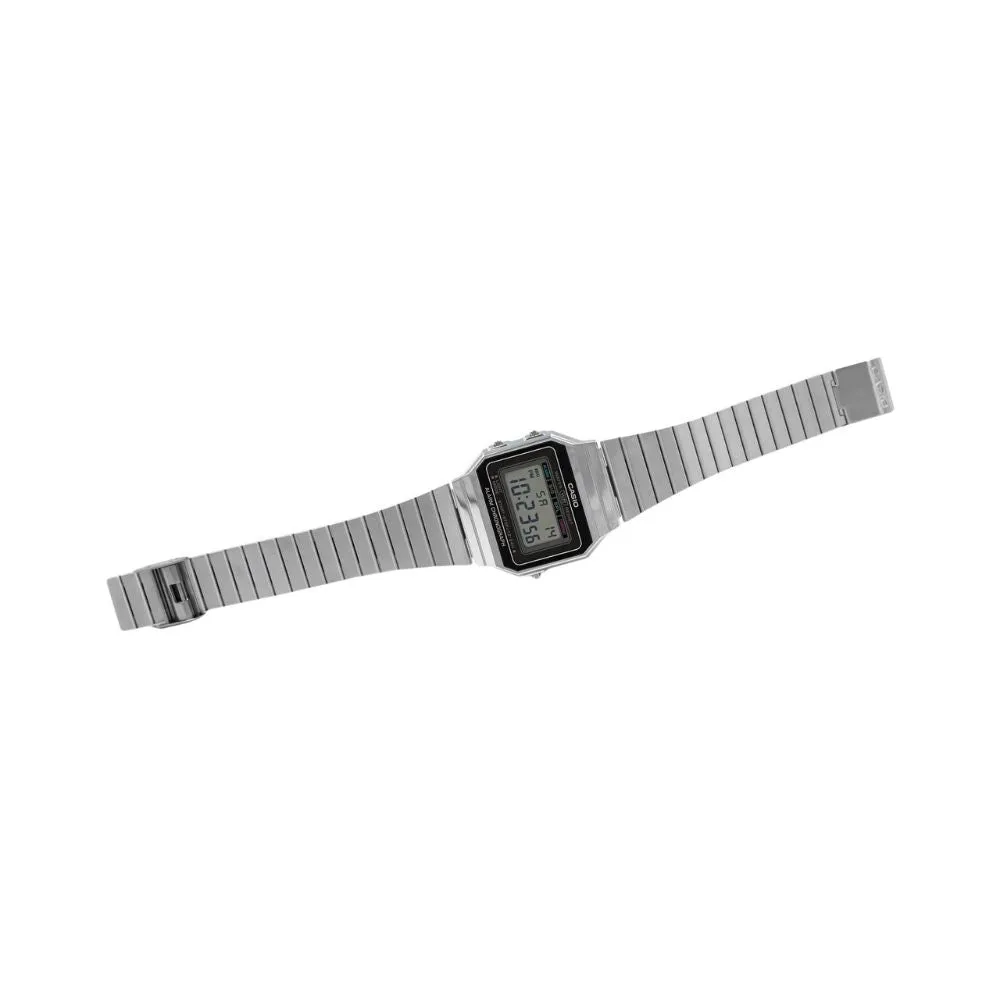 WW1939 Casio Vintage Super Slim Digital Silver Chain Watch A700W-1ADF