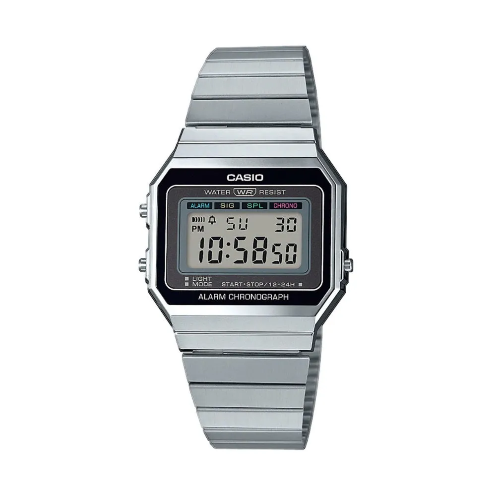 WW1939 Casio Vintage Super Slim Digital Silver Chain Watch A700W-1ADF