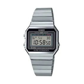 WW1939 Casio Vintage Super Slim Digital Silver Chain Watch A700W-1ADF