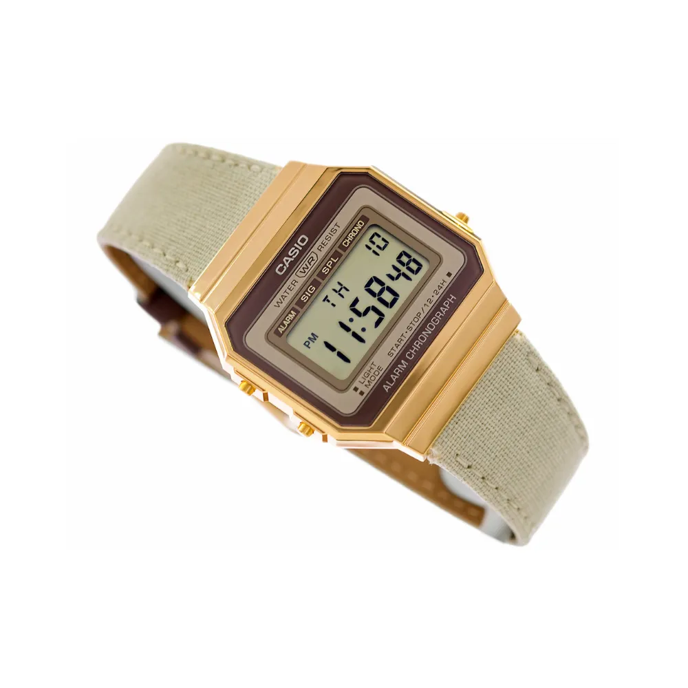 WW1945 Casio Vintage Super Slim Digital Golden Cloth Belt Watch A700WEGL-7AEF
