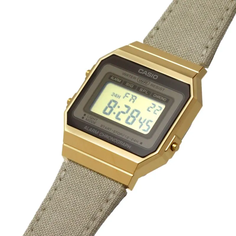 WW1945 Casio Vintage Super Slim Digital Golden Cloth Belt Watch A700WEGL-7AEF