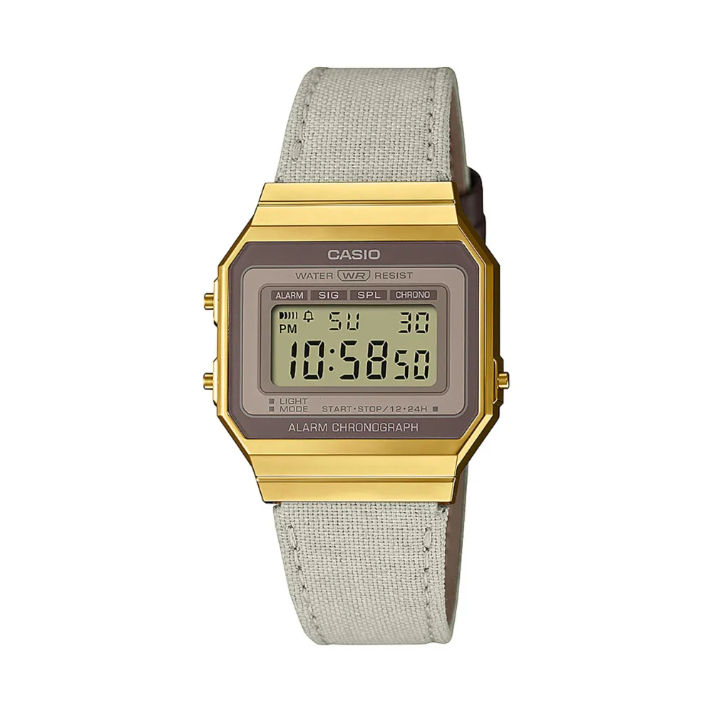 WW1945 Casio Vintage Super Slim Digital Golden Cloth Belt Watch A700WEGL-7AEF