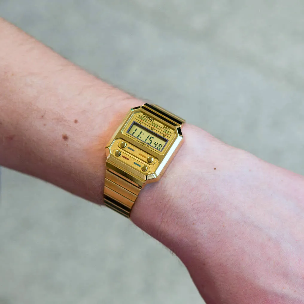 WW2085 Casio Vintage Digital Golden Chain Watch A100WEG-9ADF