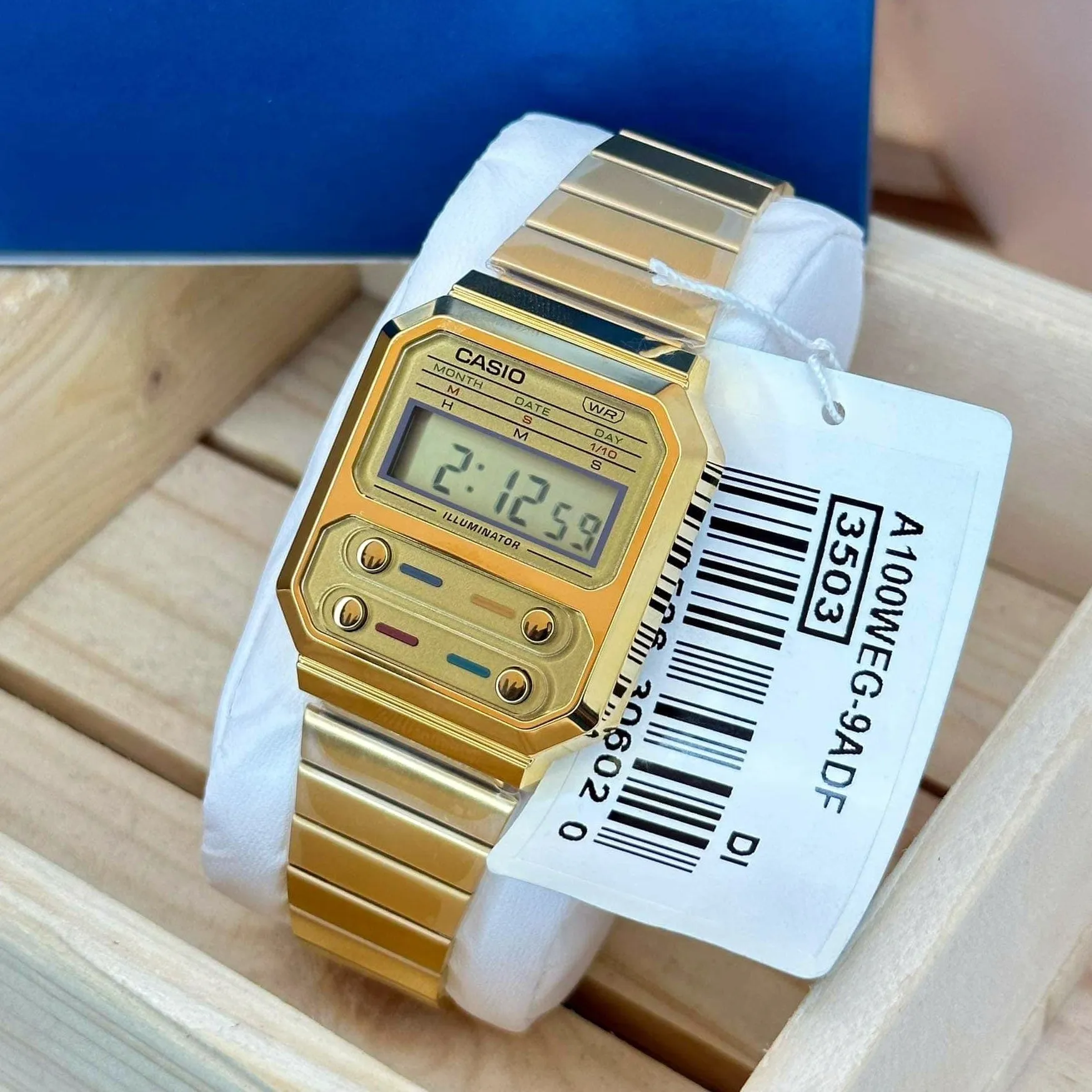 WW2085 Casio Vintage Digital Golden Chain Watch A100WEG-9ADF