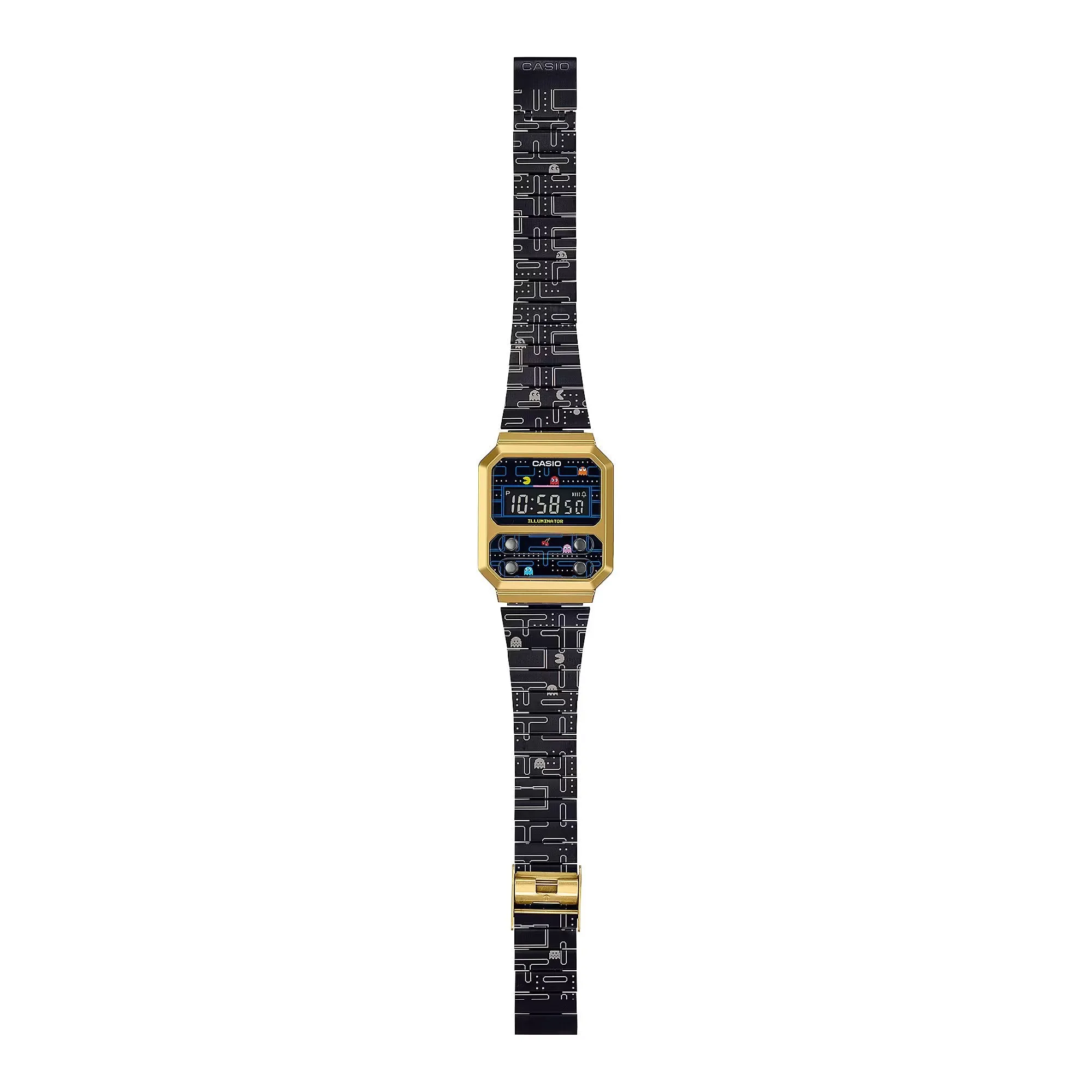 WW2088 Casio Vintage Digital PAC-MAN Edition Chain Watch A100WEPC-1BDR