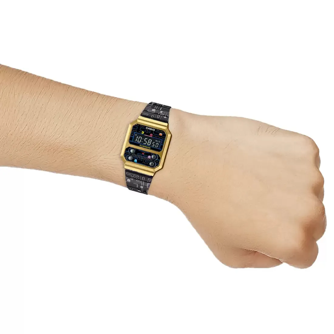 WW2088 Casio Vintage Digital PAC-MAN Edition Chain Watch A100WEPC-1BDR