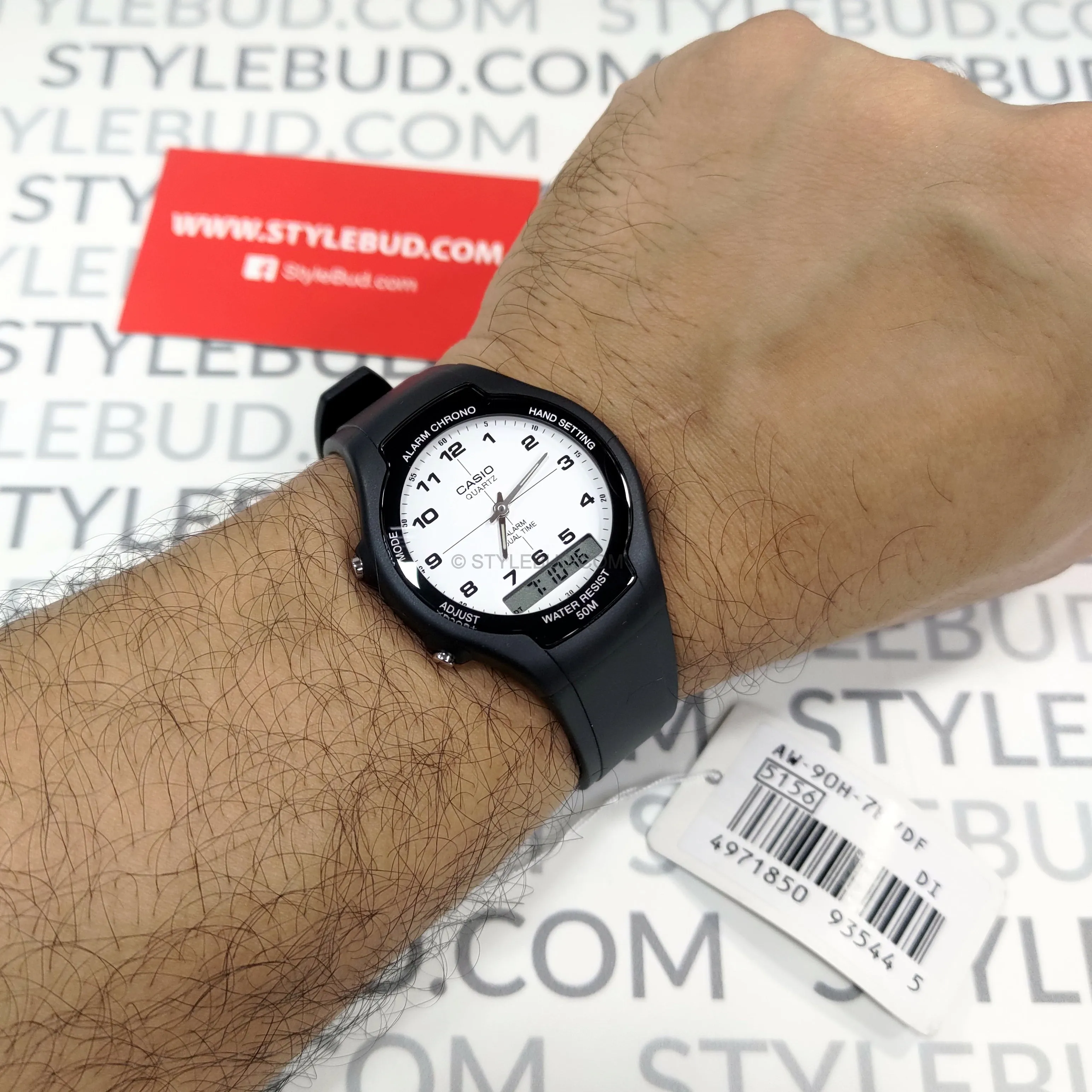 WW2310 Casio Youth Dual Time Resin Belt Watch AW-90H-7BVDF