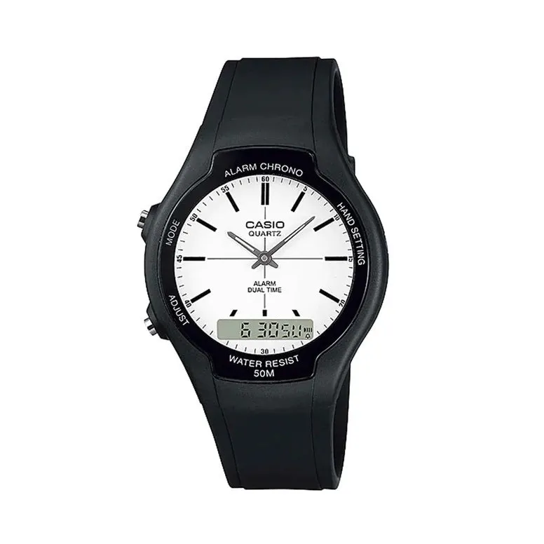 WW2311 Casio Youth Dual Time Resin Belt Watch AW-90H-7EVDF