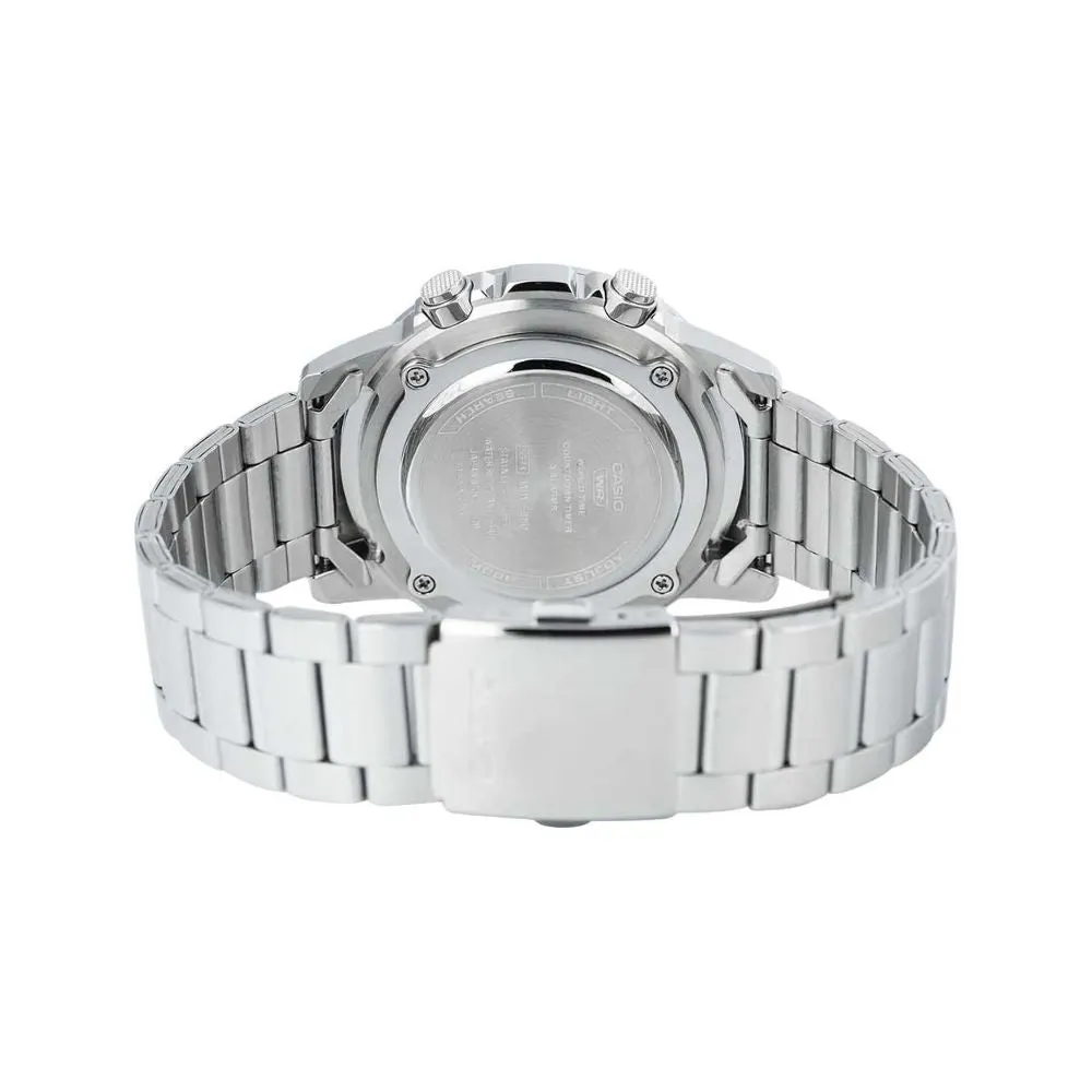 WW2606 Casio Standard Illuminator Dual Time Stainless Steel Chain Watch AMW-880D-2A1VDF