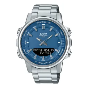 WW2606 Casio Standard Illuminator Dual Time Stainless Steel Chain Watch AMW-880D-2A1VDF