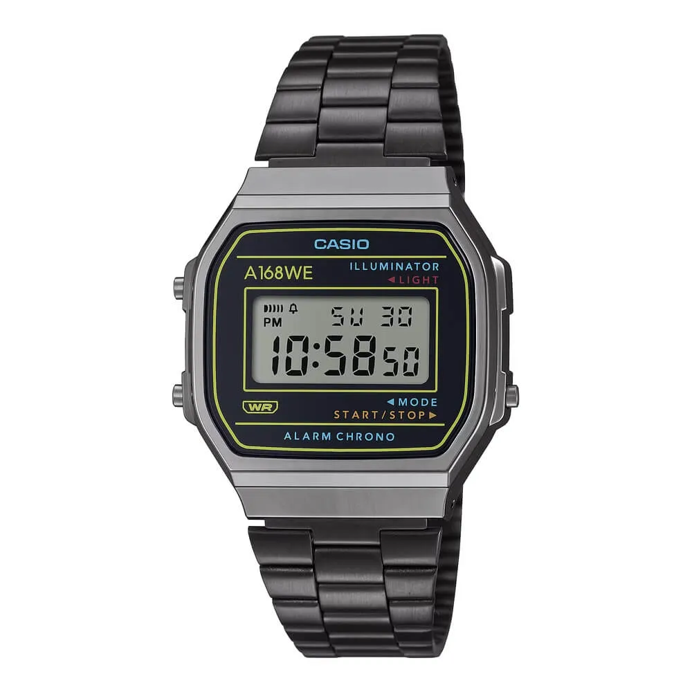 WW2872 Casio Vintage Illuminator Digital Chain Watch A168WEHB-1ADF