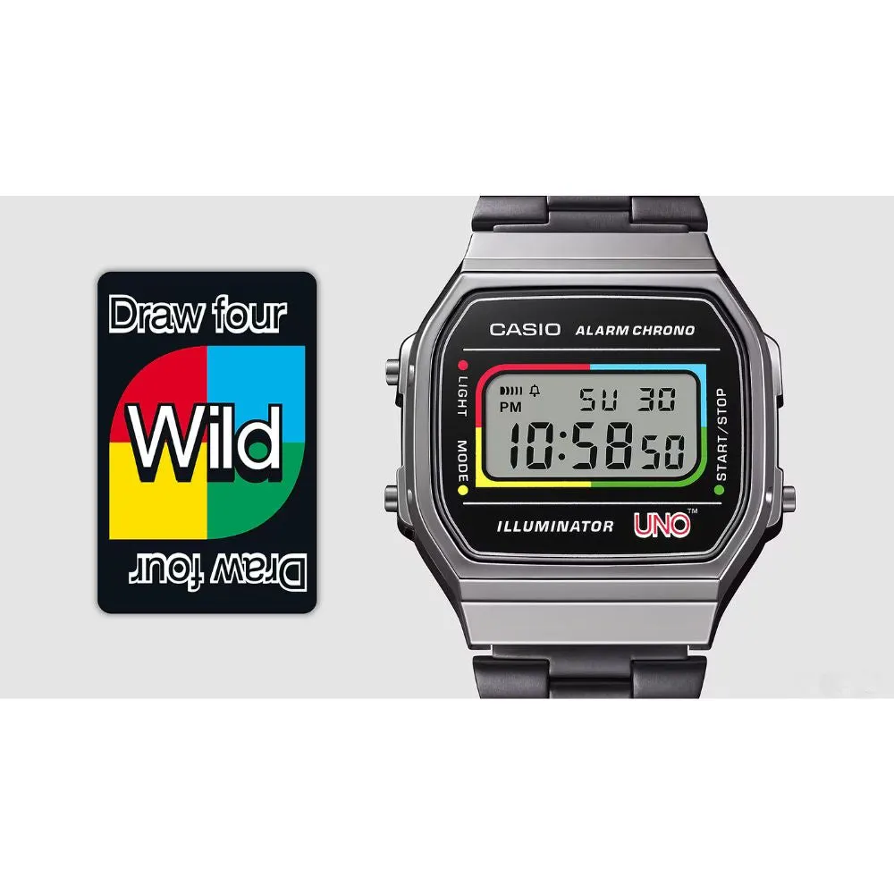 WW2873 Casio Vintage Illuminator Digital Chain Watch A168WEUC-1ADR