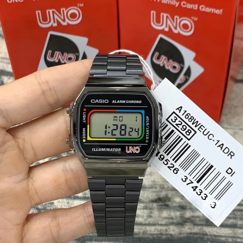 WW2873 Casio Vintage Illuminator Digital Chain Watch A168WEUC-1ADR