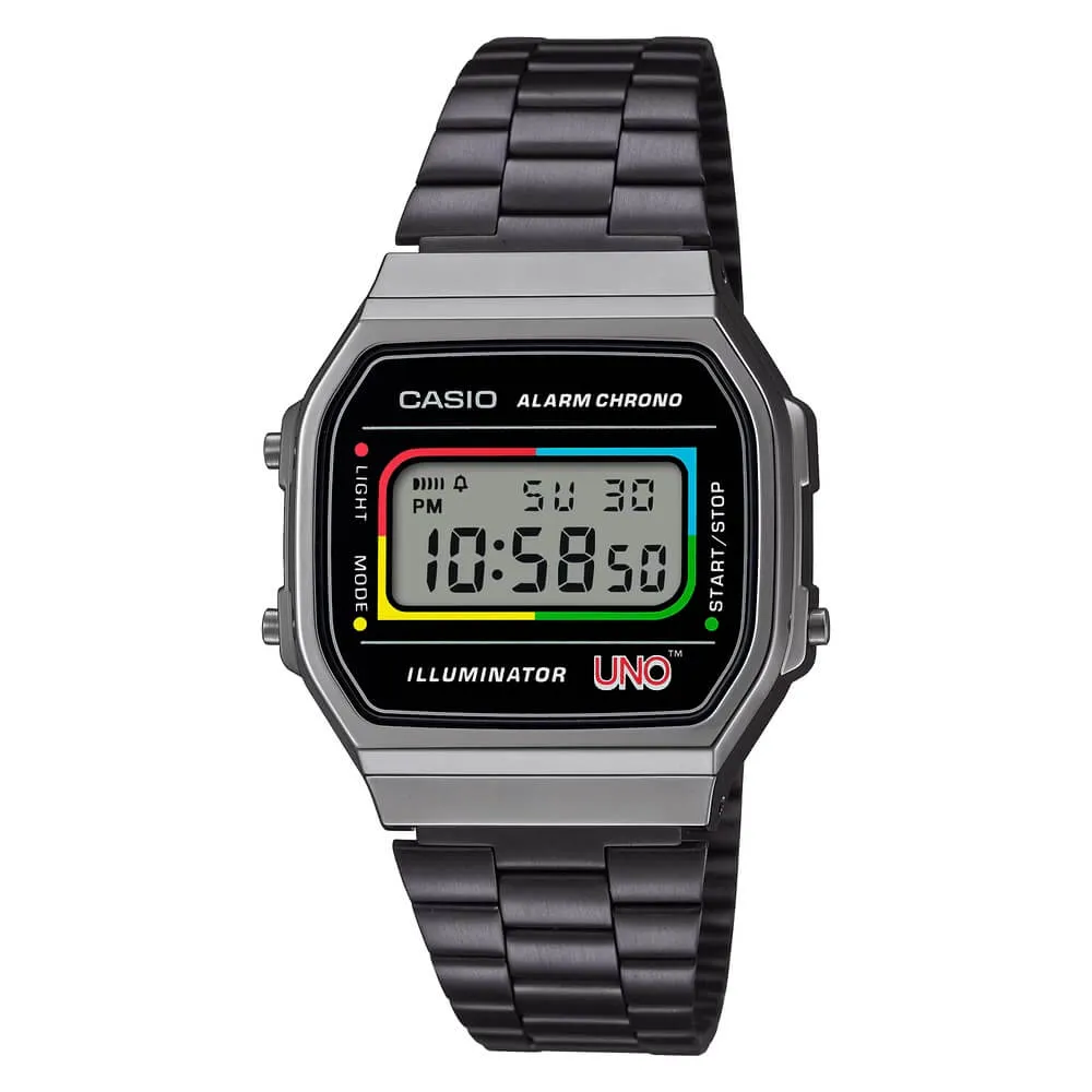 WW2873 Casio Vintage Illuminator Digital Chain Watch A168WEUC-1ADR