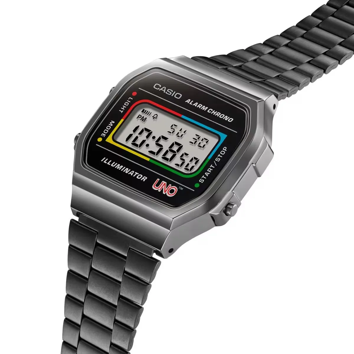 WW2873 Casio Vintage Illuminator Digital Chain Watch A168WEUC-1ADR