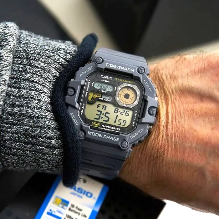 WW2921 Casio Standard Moon Phase Digital Resin Belt Watch WS-1700H-8AVDF