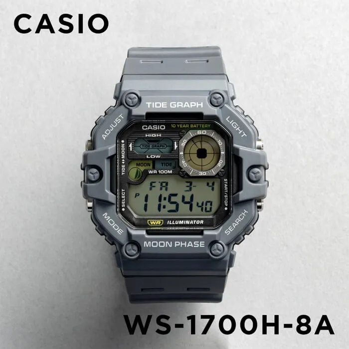 WW2921 Casio Standard Moon Phase Digital Resin Belt Watch WS-1700H-8AVDF