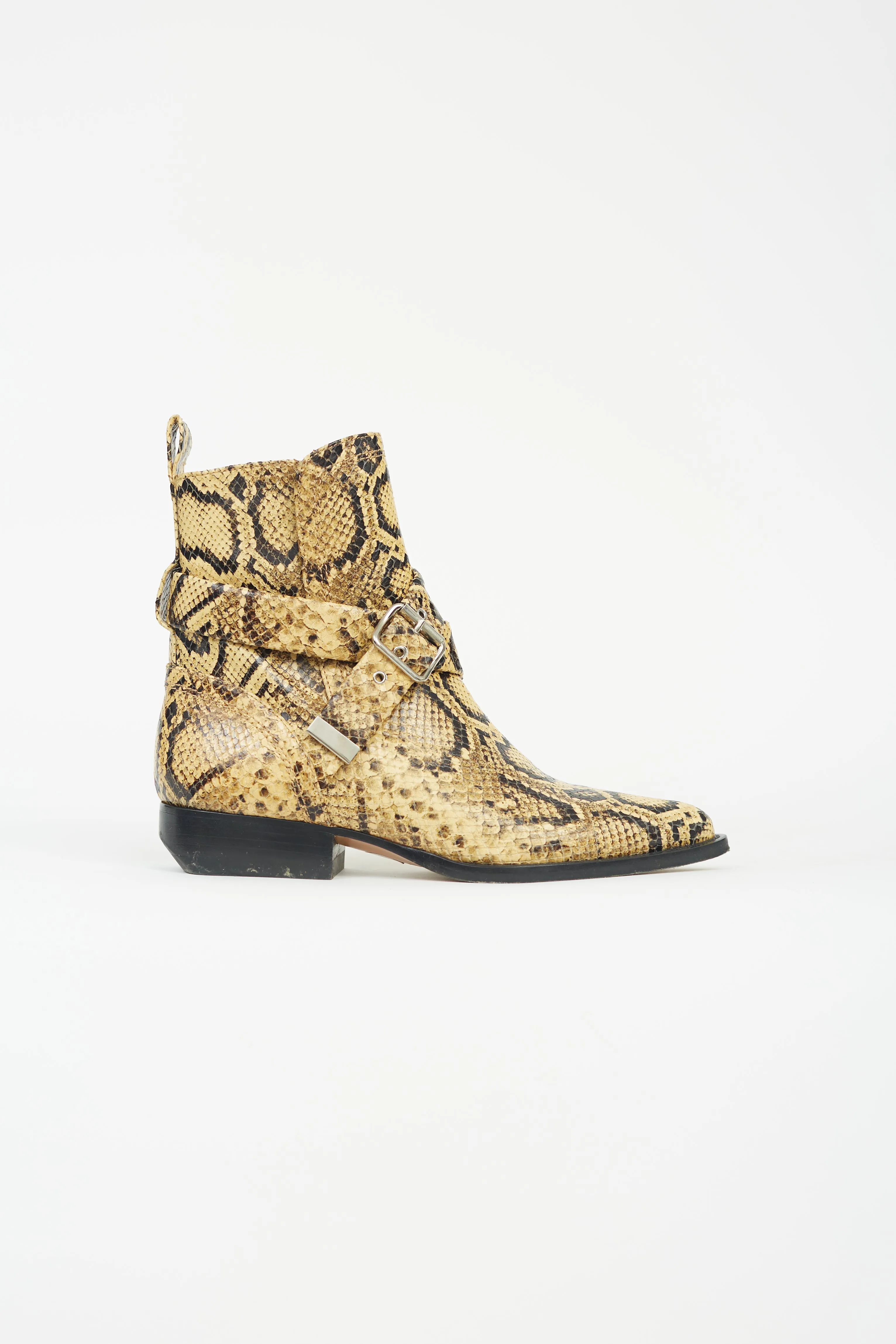Yellow Textured Buckle Strap Boot