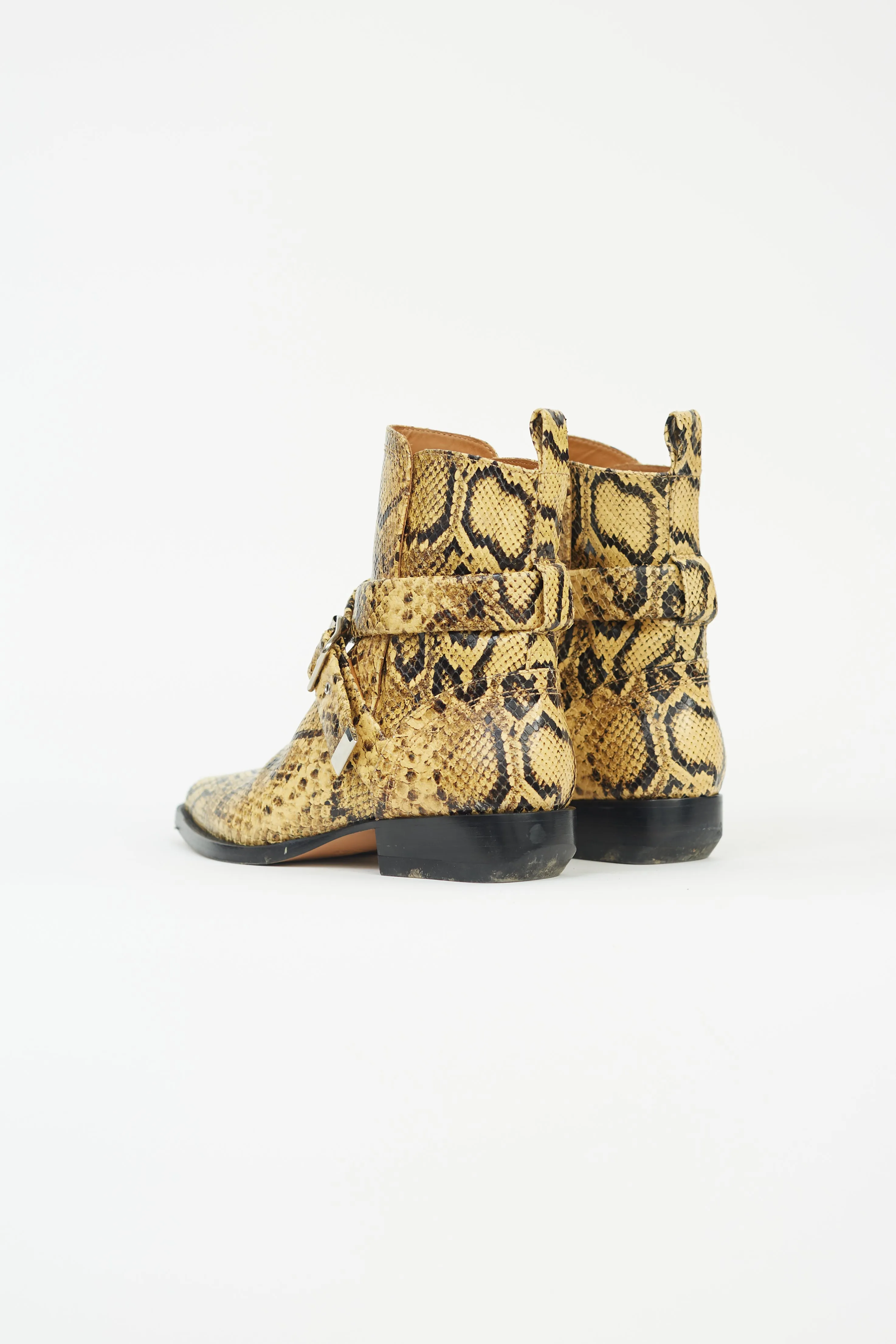 Yellow Textured Buckle Strap Boot