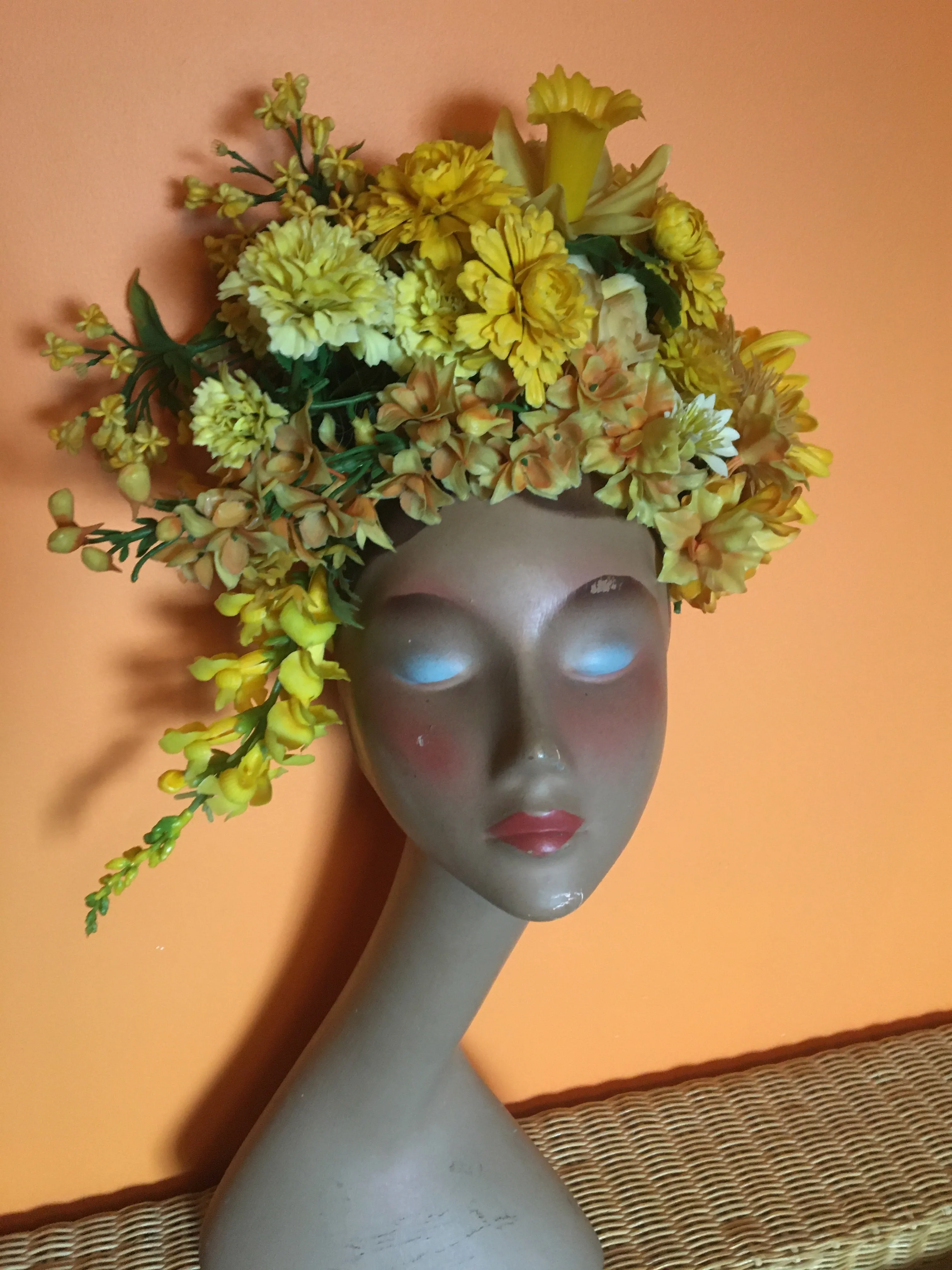 Yellow Vintage Flower Floral crown vintage bespoke headdress