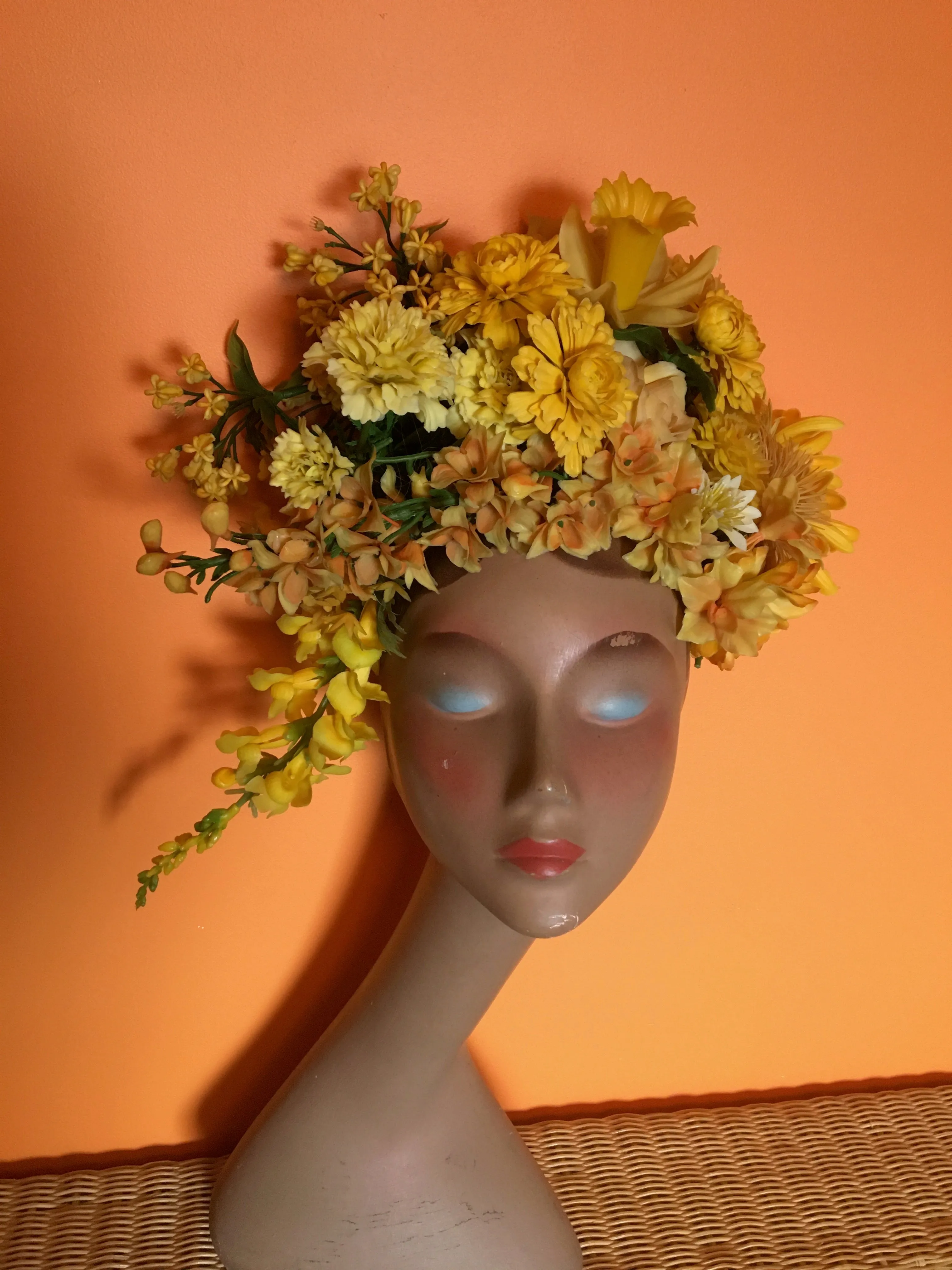 Yellow Vintage Flower Floral crown vintage bespoke headdress