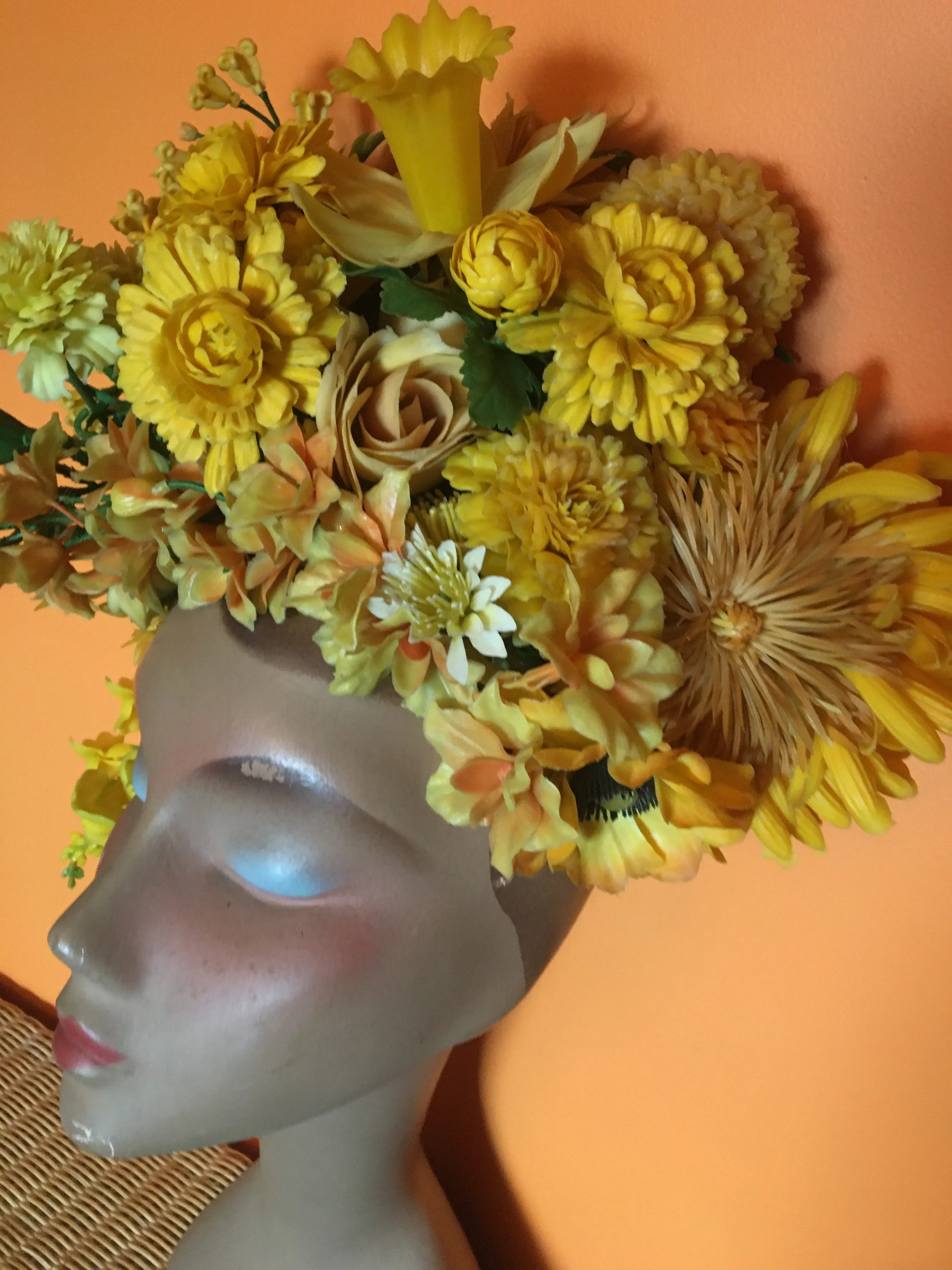 Yellow Vintage Flower Floral crown vintage bespoke headdress