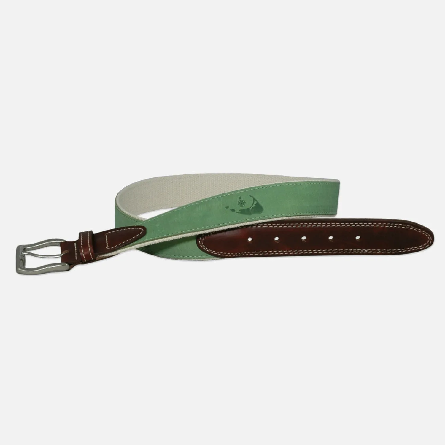 YRI Men's Embossed Nubuck Belt - Mint