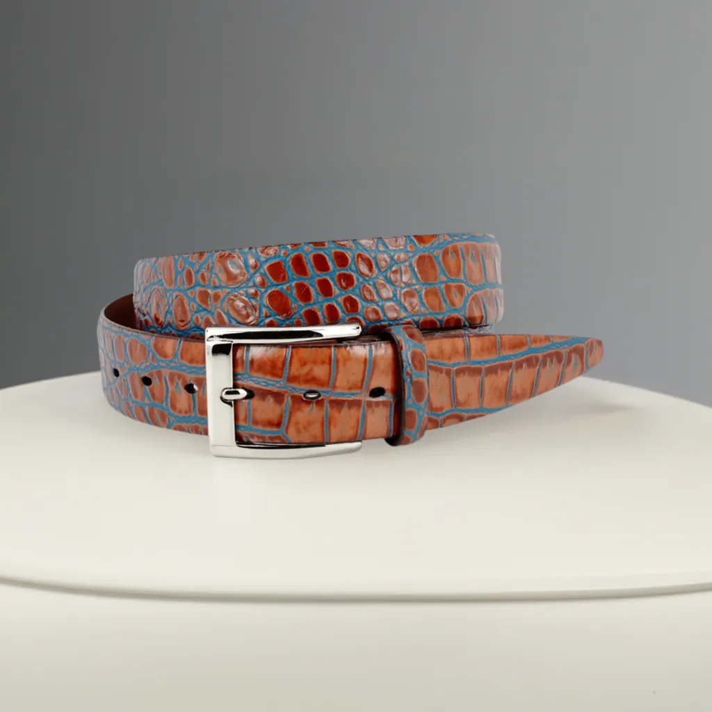 ZT52903 Italian Embossed Croc Cognac-Royal